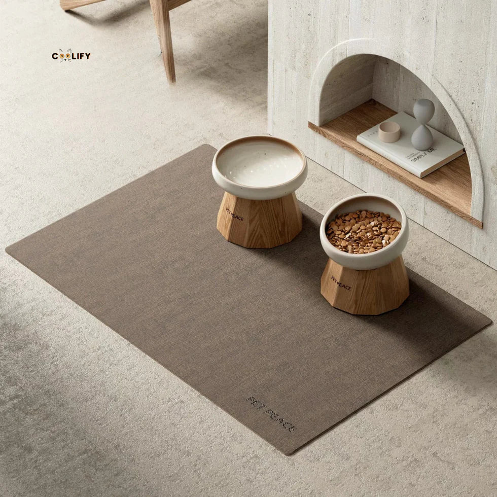 ZenBase Wooden Ceramic Pet Bowl Set